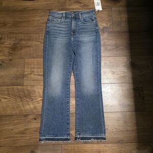 7 For All Mankind High Waist Slim Kick Medium Blue Flare Jeans. New Size 28